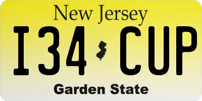 NJ license plate I34CUP