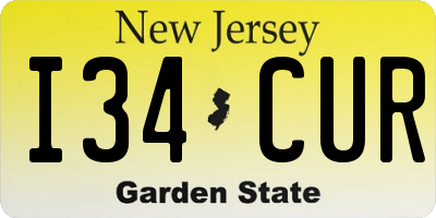 NJ license plate I34CUR