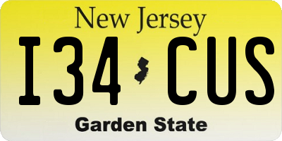 NJ license plate I34CUS