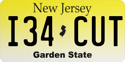 NJ license plate I34CUT