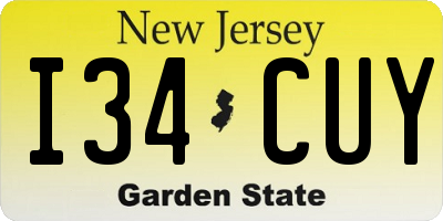 NJ license plate I34CUY