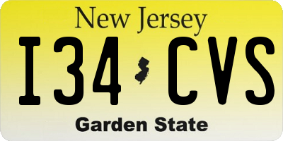 NJ license plate I34CVS