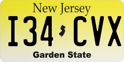 NJ license plate I34CVX