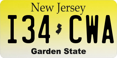 NJ license plate I34CWA