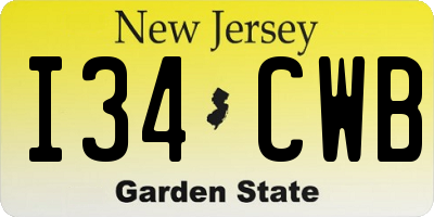 NJ license plate I34CWB