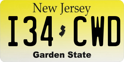 NJ license plate I34CWD