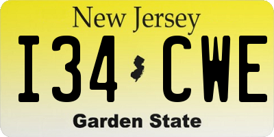 NJ license plate I34CWE
