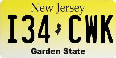 NJ license plate I34CWK