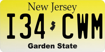 NJ license plate I34CWM