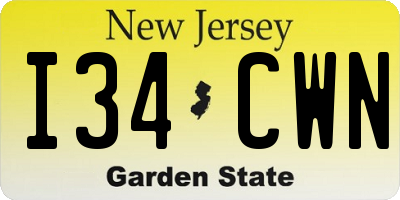 NJ license plate I34CWN