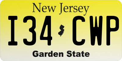 NJ license plate I34CWP