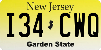 NJ license plate I34CWQ