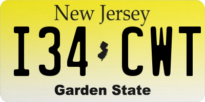 NJ license plate I34CWT