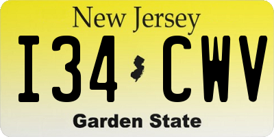 NJ license plate I34CWV