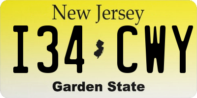 NJ license plate I34CWY