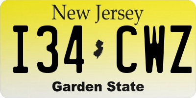 NJ license plate I34CWZ