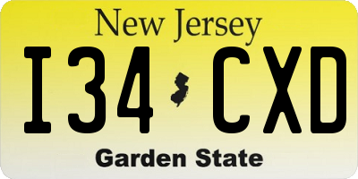 NJ license plate I34CXD