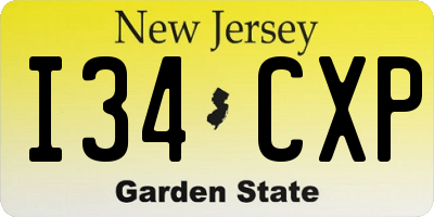 NJ license plate I34CXP