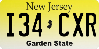 NJ license plate I34CXR