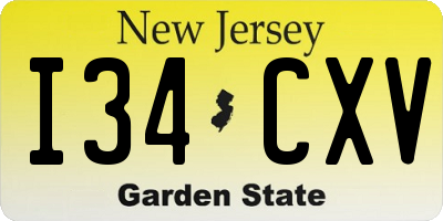 NJ license plate I34CXV