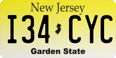 NJ license plate I34CYC