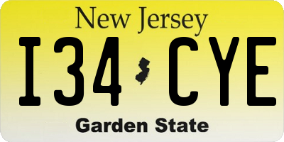 NJ license plate I34CYE