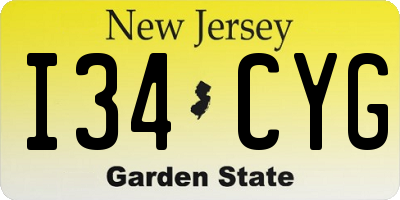 NJ license plate I34CYG