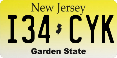 NJ license plate I34CYK