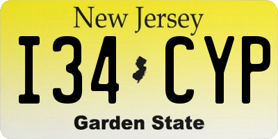 NJ license plate I34CYP
