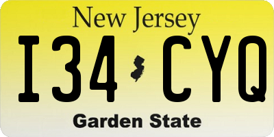 NJ license plate I34CYQ