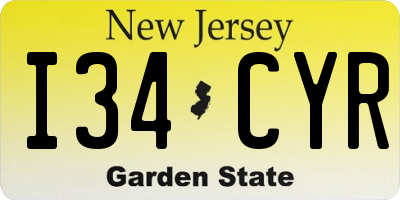 NJ license plate I34CYR