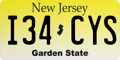 NJ license plate I34CYS