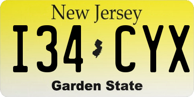 NJ license plate I34CYX