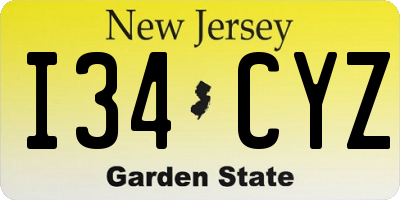 NJ license plate I34CYZ