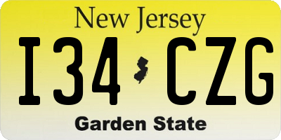 NJ license plate I34CZG