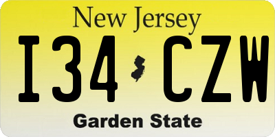 NJ license plate I34CZW