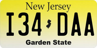 NJ license plate I34DAA