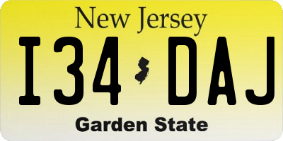 NJ license plate I34DAJ