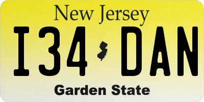 NJ license plate I34DAN