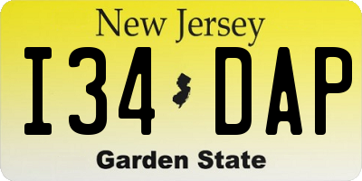 NJ license plate I34DAP