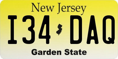 NJ license plate I34DAQ
