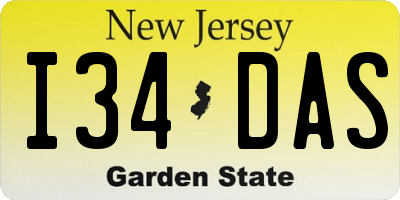 NJ license plate I34DAS