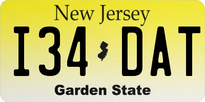 NJ license plate I34DAT