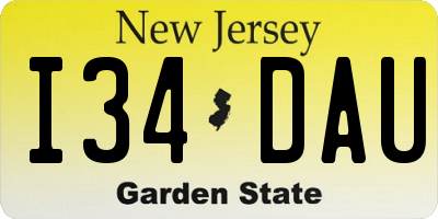 NJ license plate I34DAU