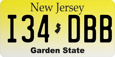 NJ license plate I34DBB