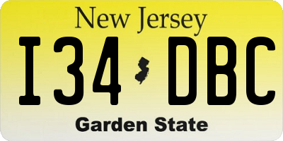 NJ license plate I34DBC