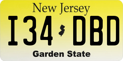 NJ license plate I34DBD