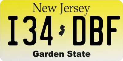NJ license plate I34DBF