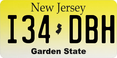 NJ license plate I34DBH