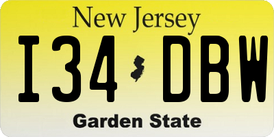 NJ license plate I34DBW